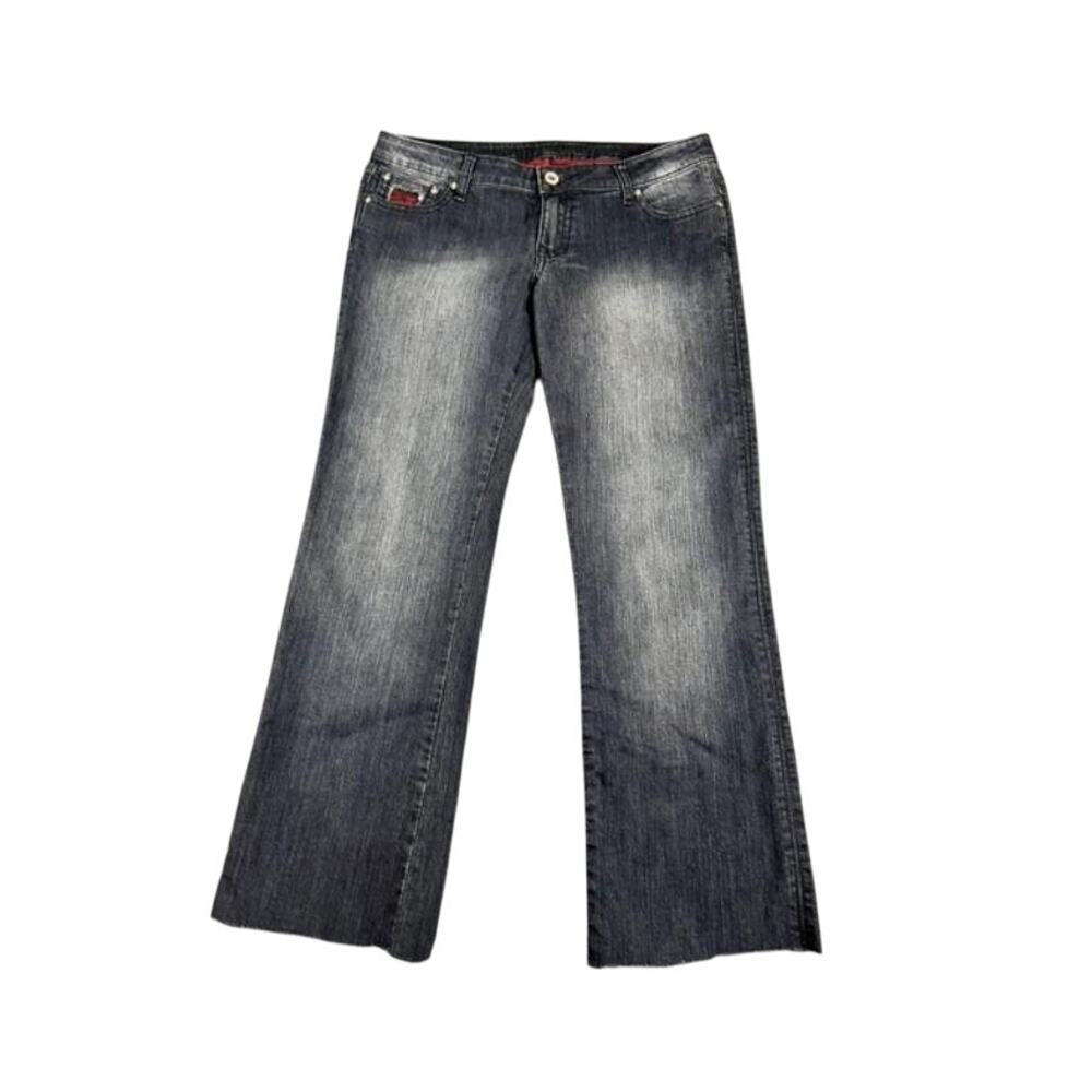 Seduction Jeans Women's Size 13 Bootcut Distressed Denim Red Accent Pockets